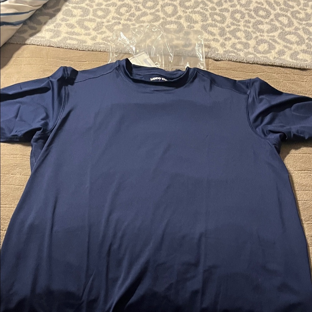 NEW never worn- Lands' End Men's Deep Blue UV Protectant Short Sleeve Tee